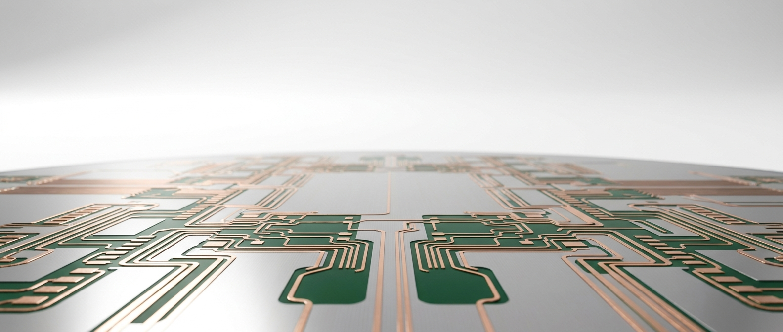 Macro photograph of a silicon die landscape